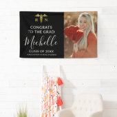 Modern Black & Gold Nurse Medical Photo Afstuderen Spandoek (Insitu)