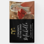 Modern Black & Gold Nurse Medical Photo Afstuderen Spandoek (Verticaal)