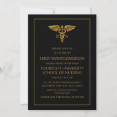 Modern Black Gold Nursing School RN Afstuderen Kaart (Voorkant)