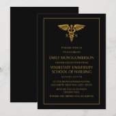 Modern Black Gold Nursing School RN Afstuderen Kaart (Voorkant / Achterkant)