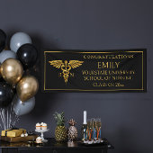 Modern Black Gold Nursing School RN Afstuderen Spandoek