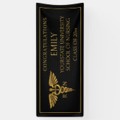 Modern Black Gold Nursing School RN Afstuderen Spandoek (Verticaal)