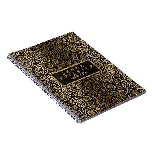 Modern Black & Gold  Paisley Pattern Notitieboek (Rechterzijde)