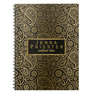 Modern Black & Gold  Paisley Pattern Notitieboek
