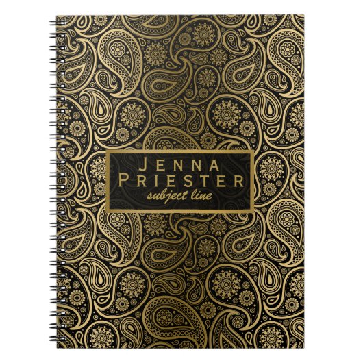 Modern Black & Gold  Paisley Pattern Notitieboek (Voorkant)