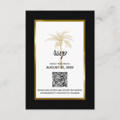 Modern Black Gold Palm Tree Modern Wedding RSVP Kaartje (Voorkant)