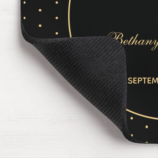 Modern Black Gold Personalized Weddenscript Muismat (Hoek)