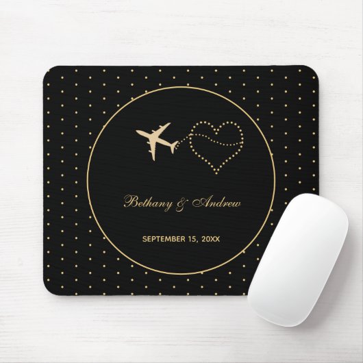 Modern Black Gold Personalized Weddenscript Muismat (Met muis)