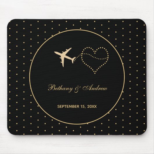 Modern Black Gold Personalized Weddenscript Muismat (Voorkant)