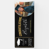 Modern Black Gold Photo Class of Afstuderen Banner (Verticaal)