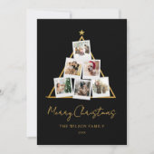 Modern Black Gold Photo Collage Christmas Feestdagenkaart (Voorkant)