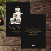 Modern Black Gold Photo Collage Christmas Feestdagenkaart