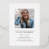 Modern Black Gold Photo College Afstudeerfeest Folie Uitnodiging (Achterkant)