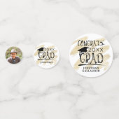 Modern Black Gold Photo Congrates Afstudeerder op  Confetti (Achterkanten)