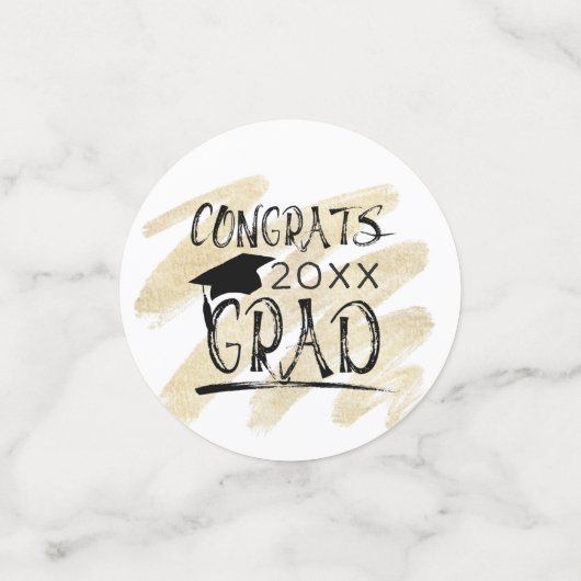 Modern Black Gold Photo Congrates Afstudeerder op  Confetti (Kleine voorkant)