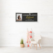 Modern Black Gold Photo Congratulations Grad Party Spandoek (Insitu)
