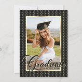 Modern Black Gold Photo Graduparty Kaart (Voorkant)