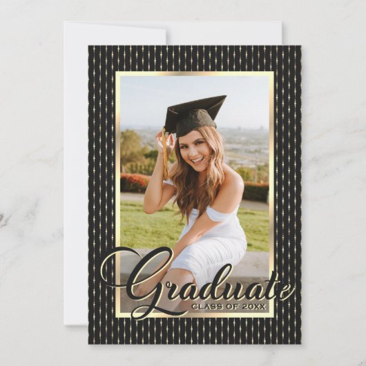 Modern Black Gold Photo Graduparty Kaart (Voorkant)