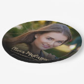 Modern Black Gold Photo Graduparty Papieren Bordje (Gekanteld)