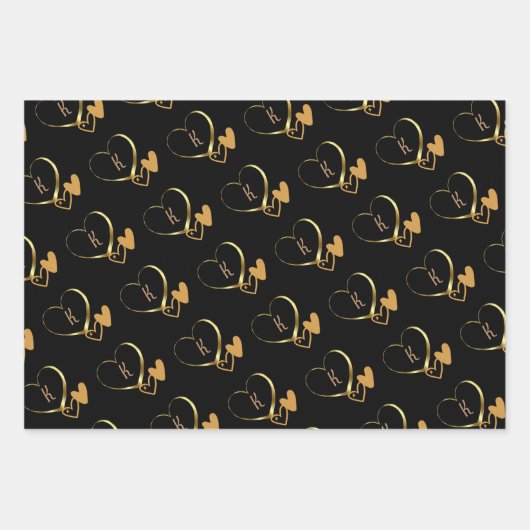 Modern Black Gold Photo Valentijn Love Script Name Inpakpapier Vel (Voorkant 2)