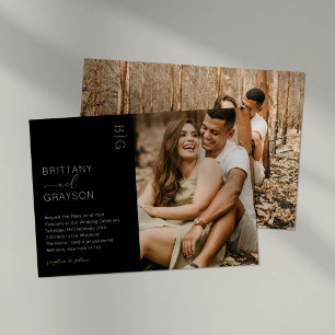 Modern Black Gold Photo Wedding Folie Uitnodiging