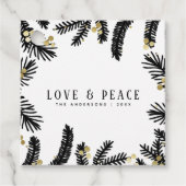 Modern Black & Gold Pine and Berries Holiday Bedankjes Labels (Voorkant)