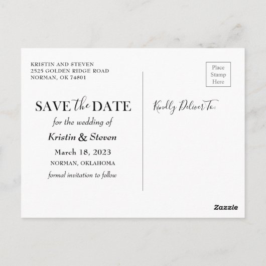 Modern Black Gold Pineapple Photo Save the Date Briefkaart (Achterkant)