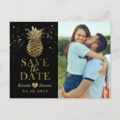 Modern Black Gold Pineapple Photo Save the Date Briefkaart (Voorkant)
