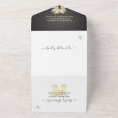 Modern Black & Gold Pineapples Couple Wedding RSVP All In One Uitnodiging (Buitenkant)