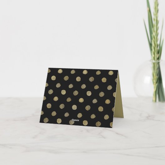 Modern Black & Gold Polka Dots Weddenschap Harteli Bedankkaart (Achterkant)