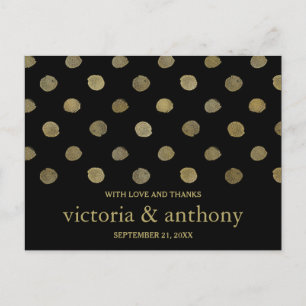 Modern Black & Gold Polka Dots Weddenschap Harteli Briefkaart
