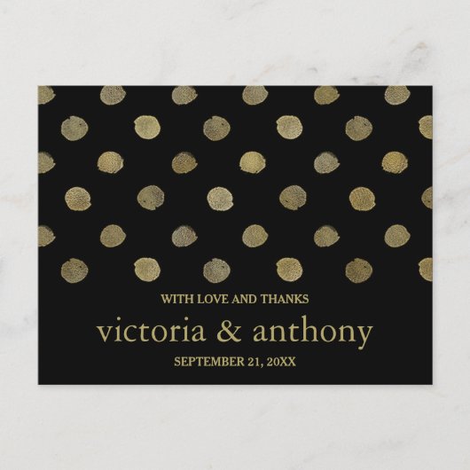 Modern Black & Gold Polka Dots Weddenschap Harteli Briefkaart (Voorkant)