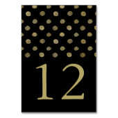 Modern Black & Gold Polka Dots Weddenschap Number Kaart (Achterkant)