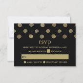 Modern Black & Gold Polka Dots Weddenschap RSVP Kaartje (Voorkant)