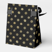 Modern Black & Gold Polka Dots Wedding Bedankdoosjes (Achterkant)