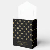 Modern Black & Gold Polka Dots Wedding Bedankdoosjes (Geopend)