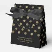 Modern Black & Gold Polka Dots Wedding Bedankdoosjes (Voorkant Zijde)
