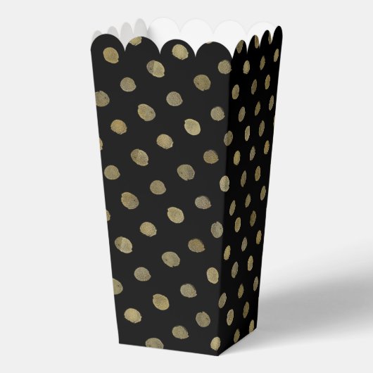 Modern Black & Gold Polka Dots Wedding Bedankdoosjes (Achterkant)