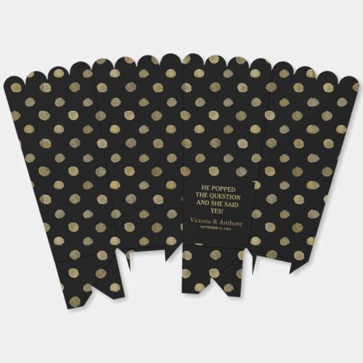 Modern Black & Gold Polka Dots Wedding Bedankdoosjes (Ongevouwen)