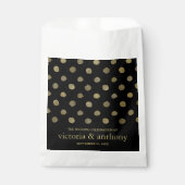 Modern Black & Gold Polka Dots Wedding Bedankzakje (Voorkant)
