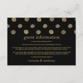 Modern Black & Gold Polka Dots Wedding Detail Informatiekaartje (Voorkant)