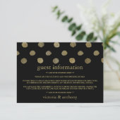 Modern Black & Gold Polka Dots Wedding Detail Informatiekaartje (Staand voorkant)