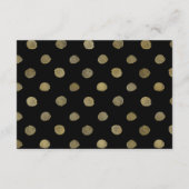 Modern Black & Gold Polka Dots Wedding Detail Informatiekaartje (Achterkant)