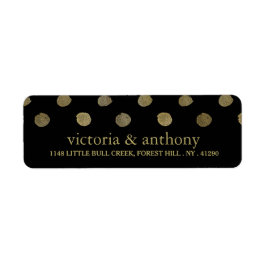Modern Black & Gold Polka Dots Wedding Etiket
