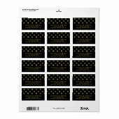 Modern Black & Gold Polka Dots Wedding Etiket (Full Sheet)