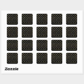Modern Black & Gold Polka Dots Wedding Favor Vierkante Sticker (Vel)