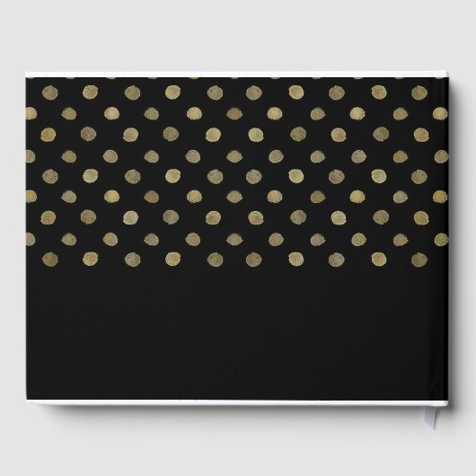 Modern Black & Gold Polka Dots Wedding Gastenboek (Achterkant)