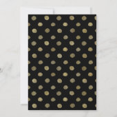 Modern Black & Gold Polka Dots Wedding Kaart (Achterkant)