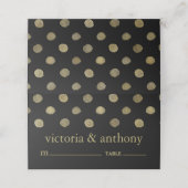 Modern Black & Gold Polka Dots Wedding Plaatskaartje (Buitenkant ongevouwen)