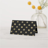 Modern Black & Gold Polka Dots Wedding Plaatskaartje (Achterkant)